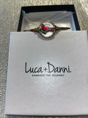 Luca + Danni Gold Tone Bangle with Red Cardinal Accent